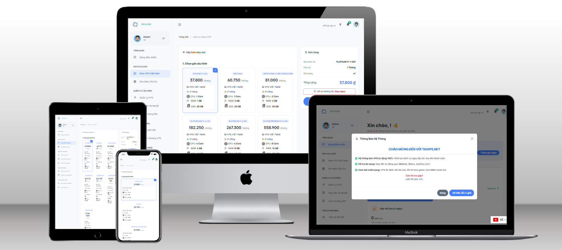 Thiết kế web bán vps tự động api qua taivps.net chuẩn SEO